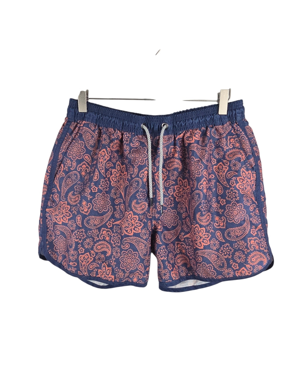 Maamgic Paisley Print Swim Trunks Navy Pink Size M